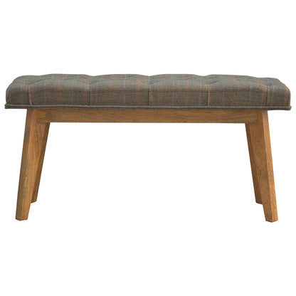 Solid Wood Bench Upholstered in Multi Tweed
