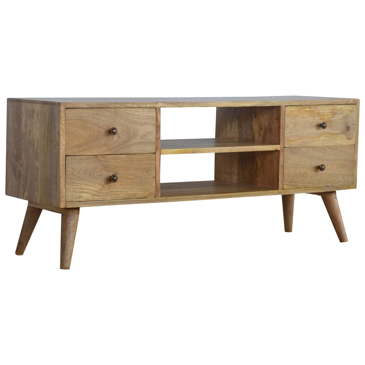 Solid Wood Nordic TV Stand With 4 Drawers