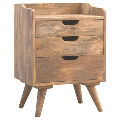 Solid Wood Bedside Table with 3 Drawers