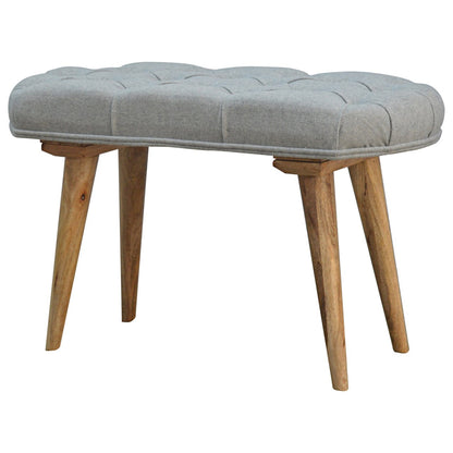 upholstered nordic style bench with deep buttoned grey tweed top