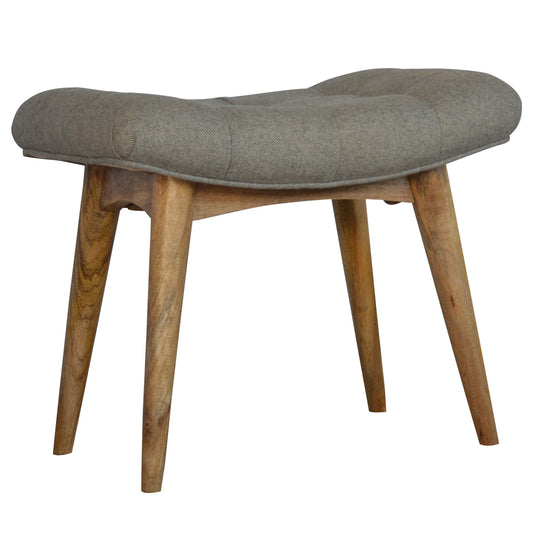 curved grey tweed bench