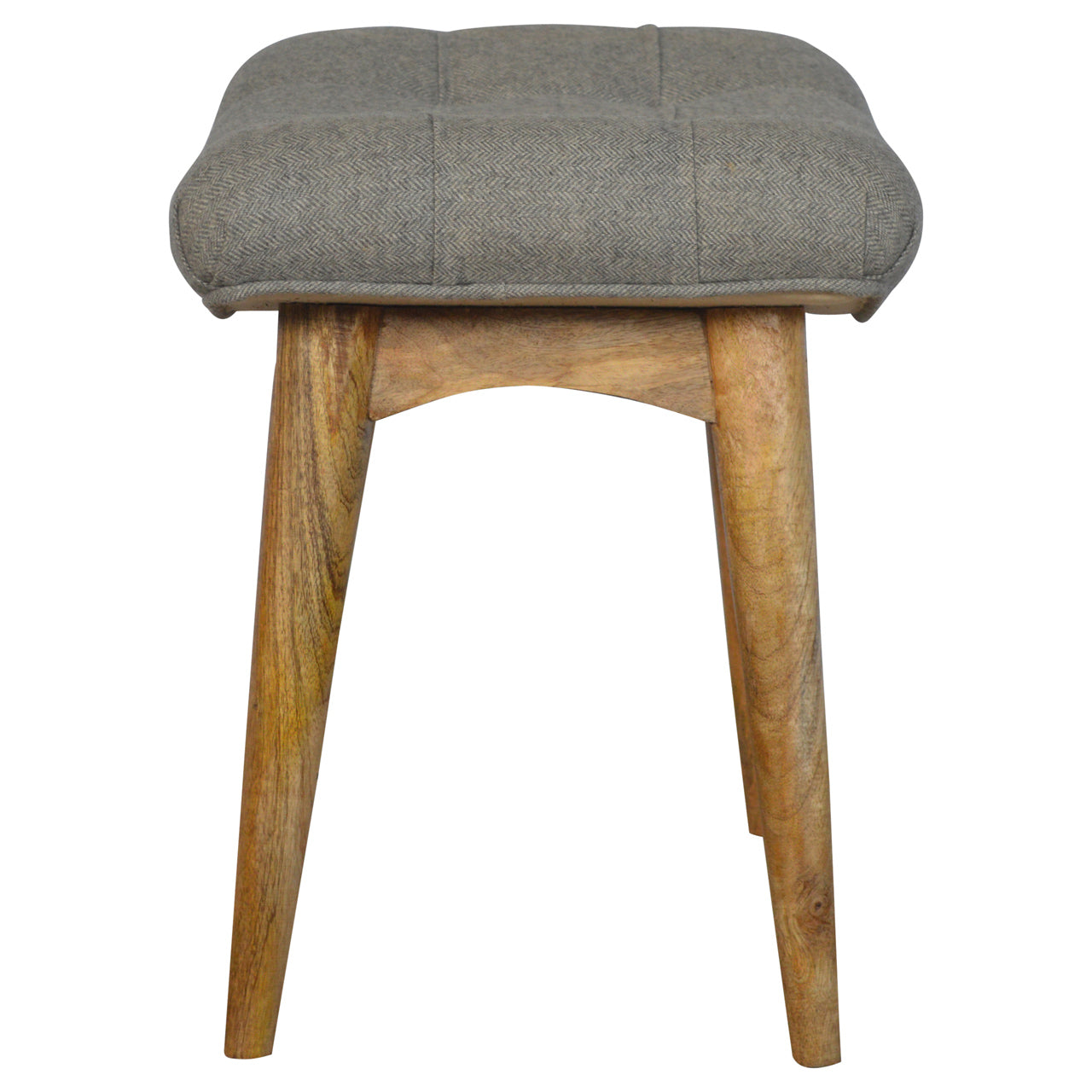 curved grey tweed bench
