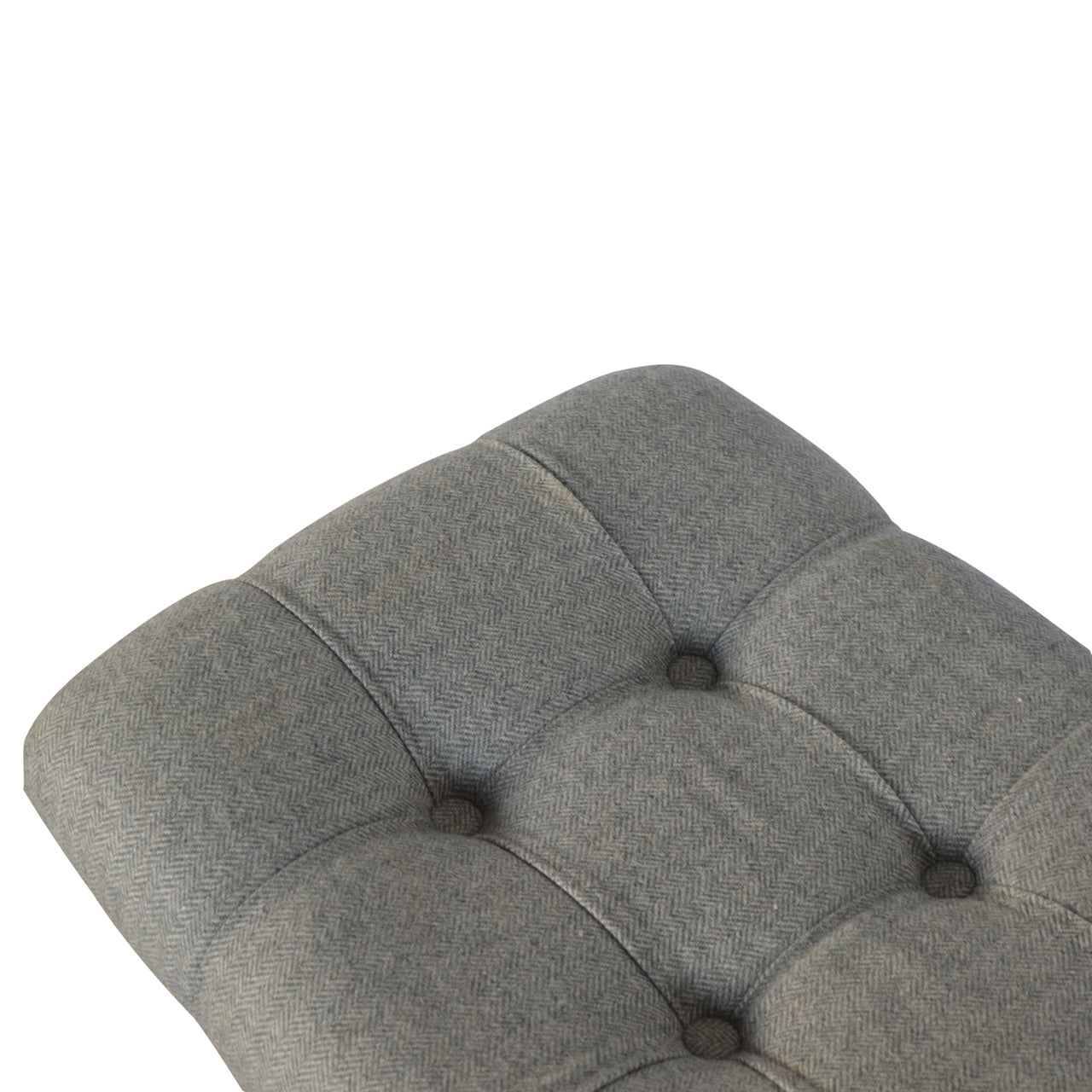 curved grey tweed bench