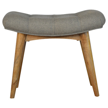 Solid Wood Curved Grey Tweed Bench