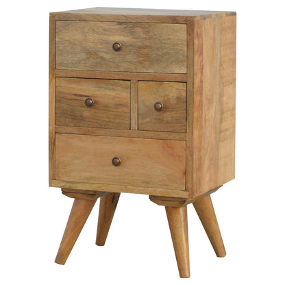Solid Wood Nordic Style 4 Drawer Petite Bedside