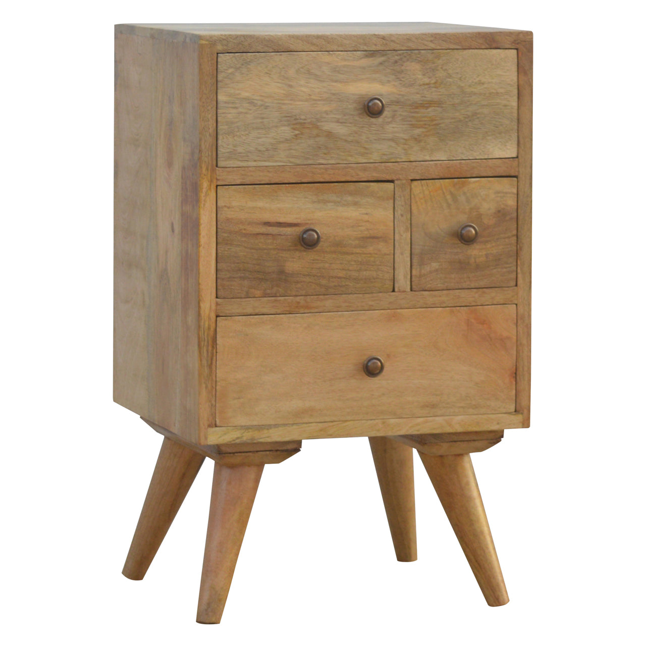 Solid Wood Nordic Style 4 Drawer Petite Bedside