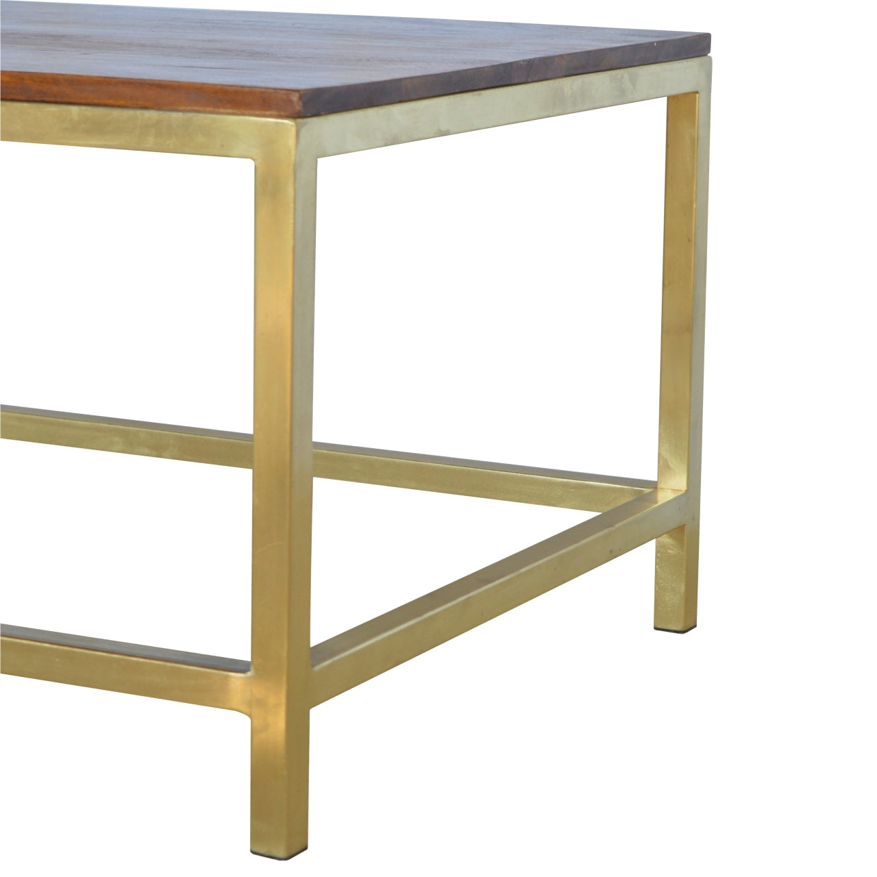 Solid Wood Rectangular Coffee Table with Gold Base