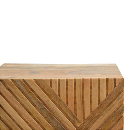 Solid Wood 2 Drawer Line Carved Bedside