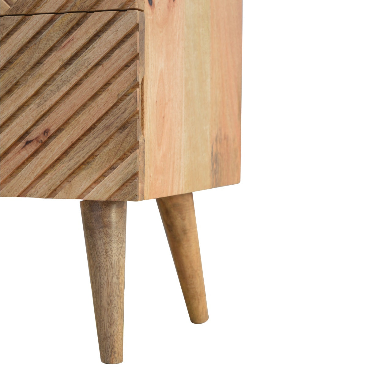 Solid Wood 2 Drawer Line Carved Bedside