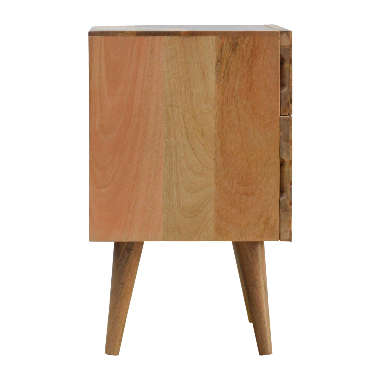 Solid Wood 2 Drawer Line Carved Bedside