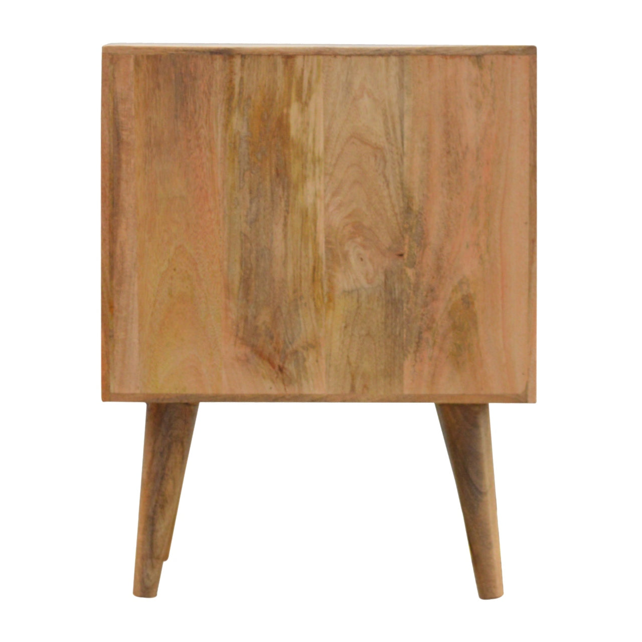 Solid Wood 2 Drawer Line Carved Bedside