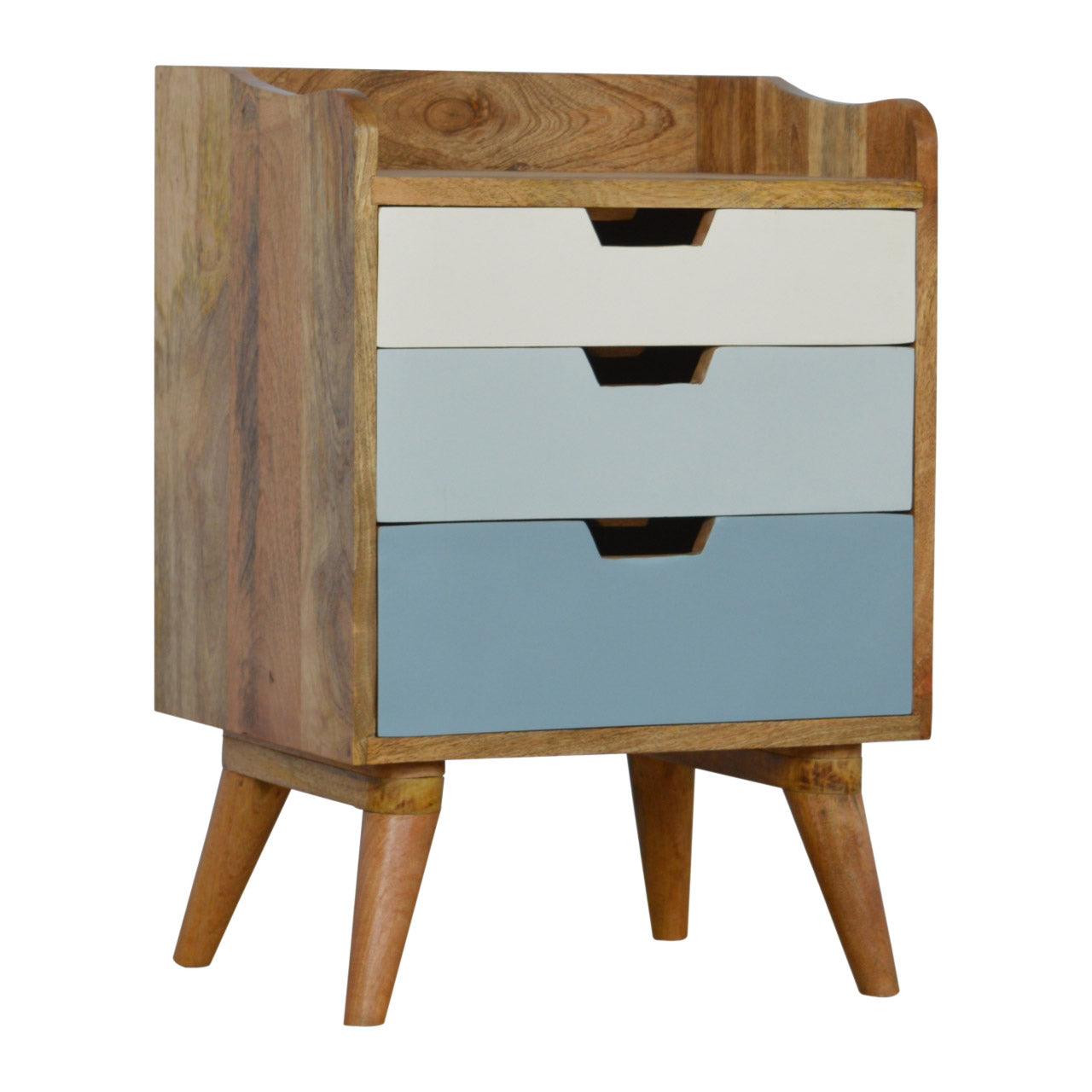 Solid Wood Blue and White Gradient Bedside