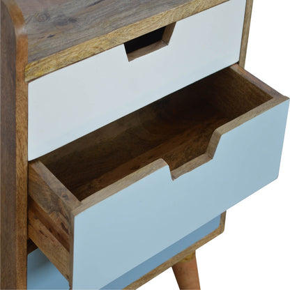 Solid Wood Blue and White Gradient Bedside