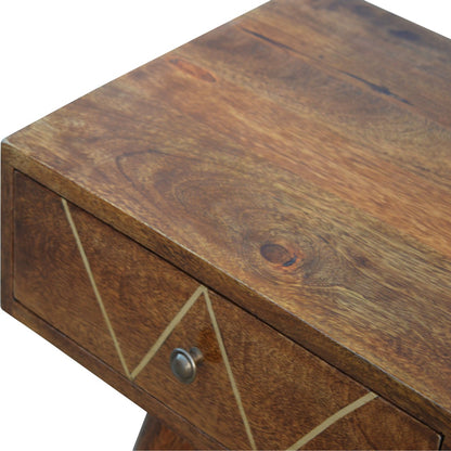 Solid Wood Geometric Brass Inlay Console Table
