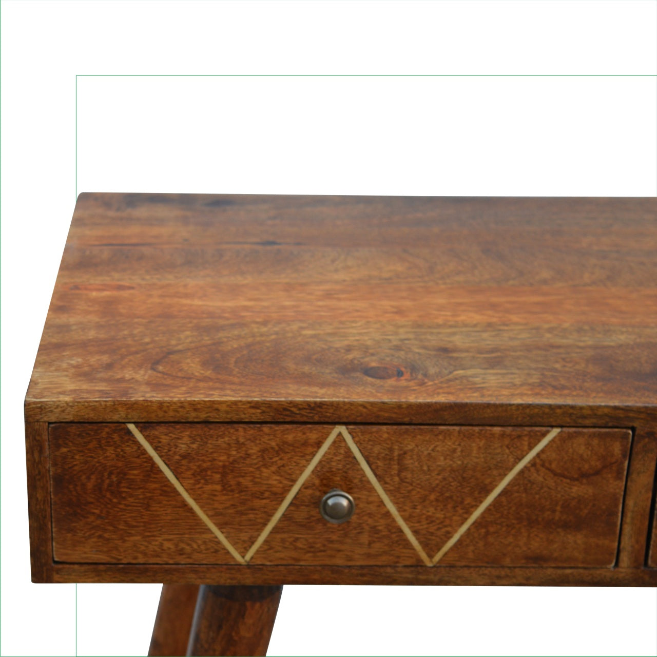 Solid Wood Geometric Brass Inlay Console Table