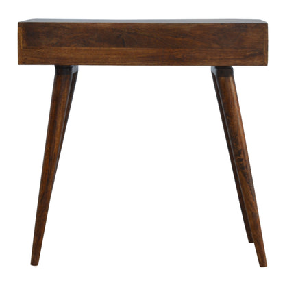 Solid Wood Geometric Brass Inlay Console Table