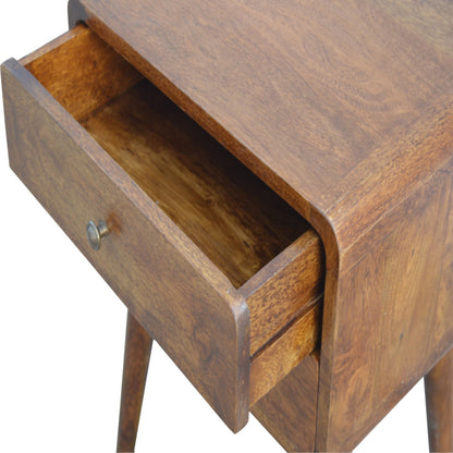 Solid Wood 2 Drawer Chestnut Bedside Table