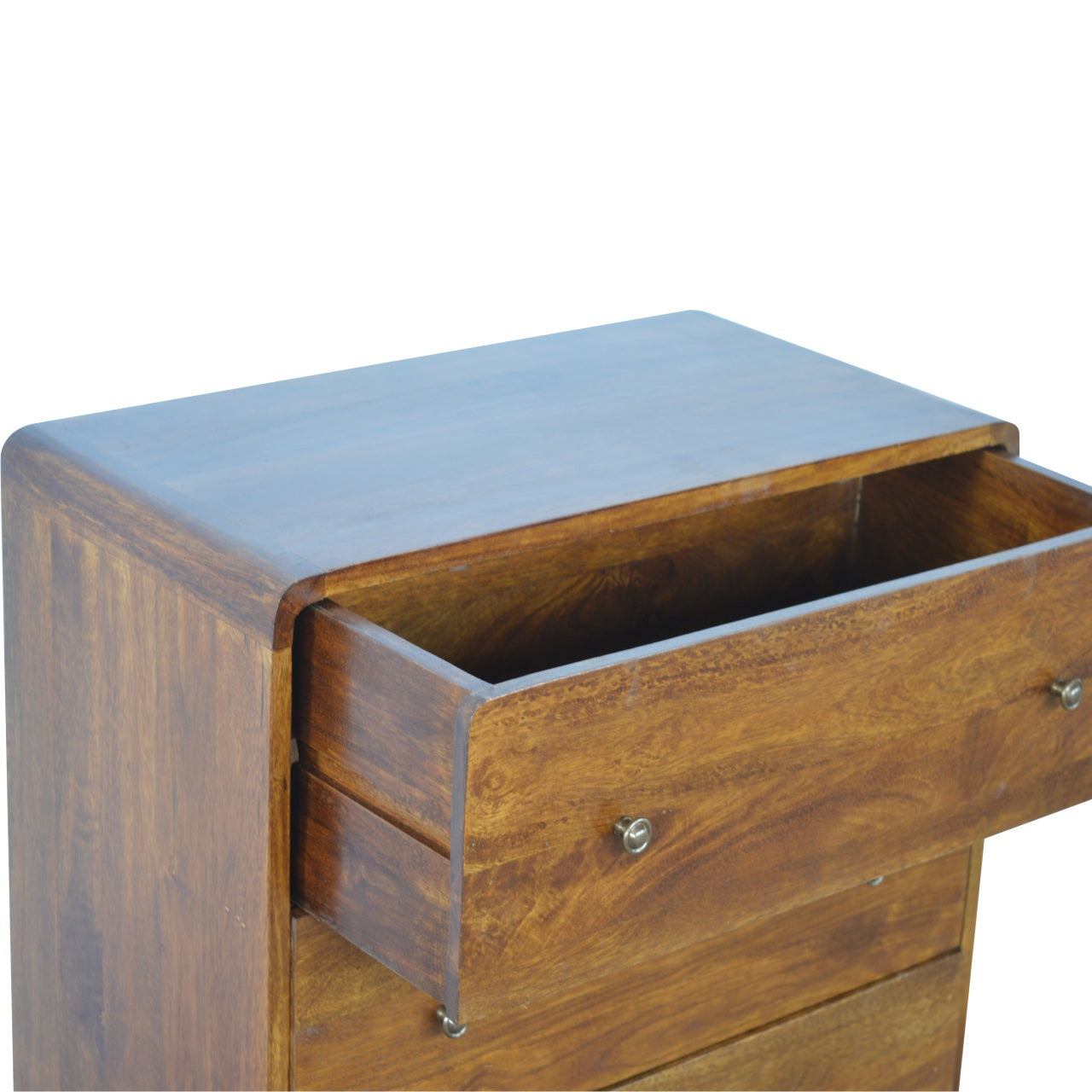 Solid Wood 3 Drawer Curved Chestnut Chest