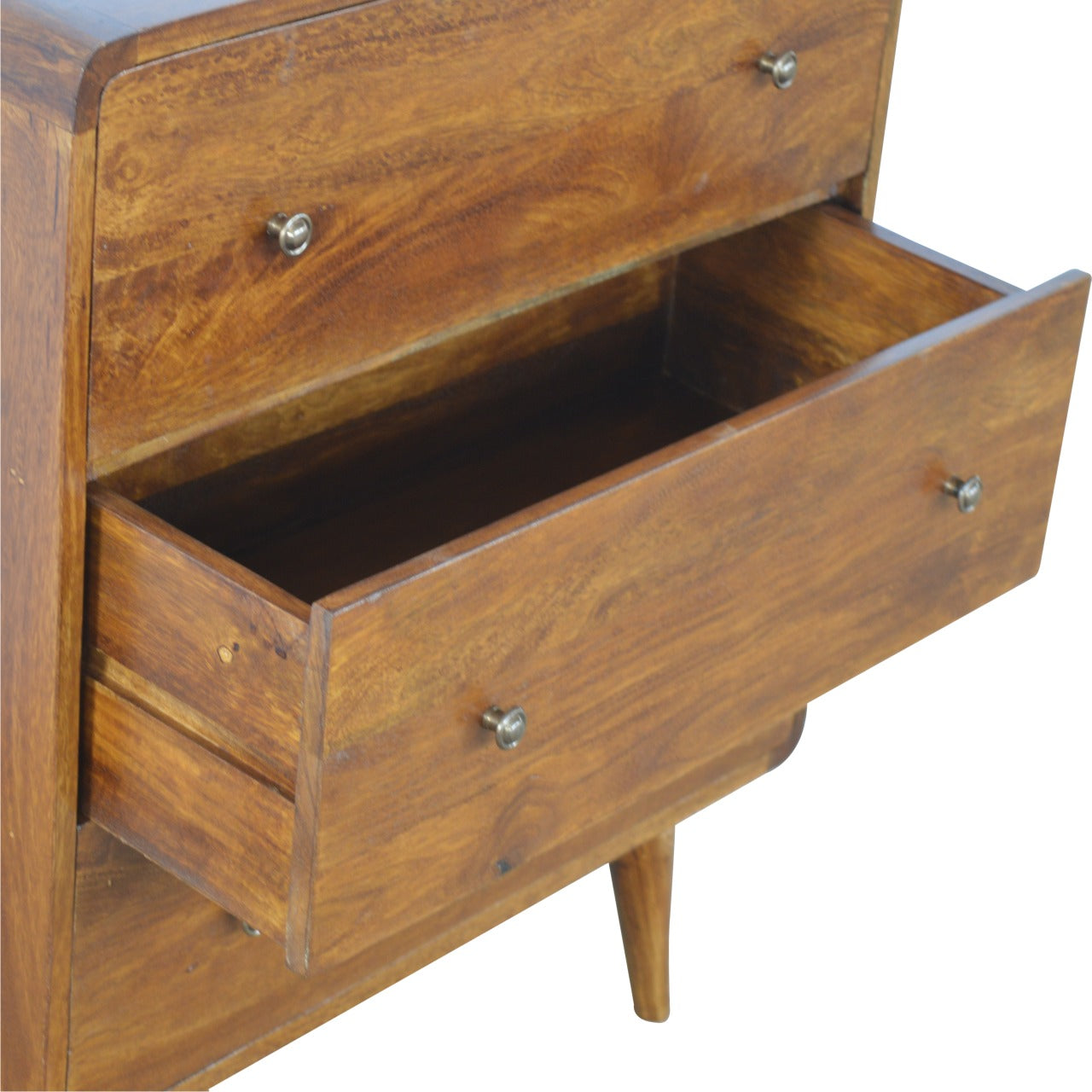 Solid Wood 3 Drawer Curved Chestnut Chest