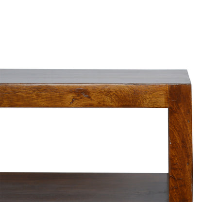 Solid Wood Chestnut TV Stand with Gold Bar