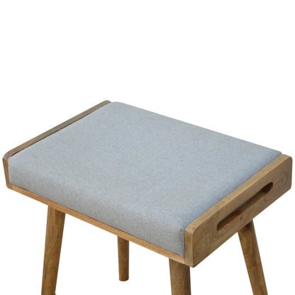 Solid Wood Grey Tweed Tray Style Footstool