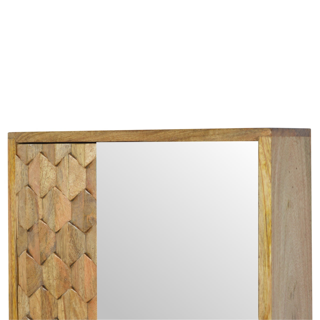 Solid Wood Pineapple Carved Sliding Wall Mirror Cabinet