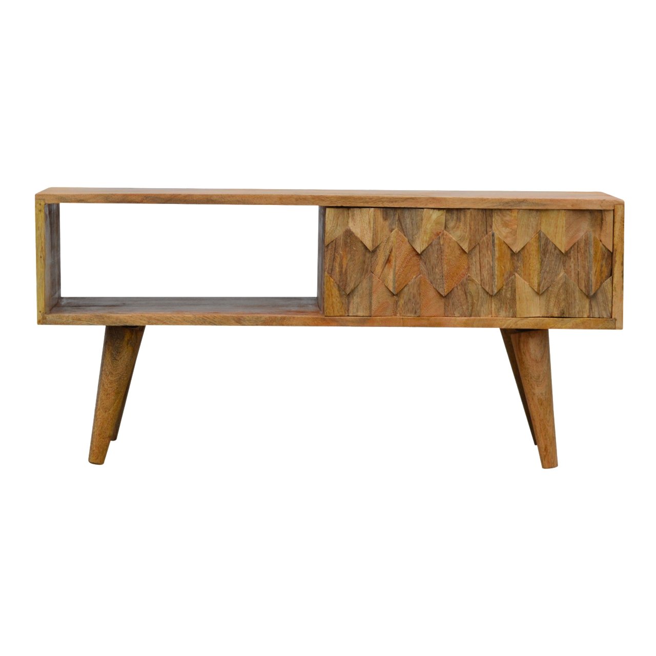 pineapple carved tv stand with sliding door