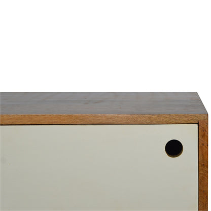 Solid Wood White Painted Sliding Door TV Stand