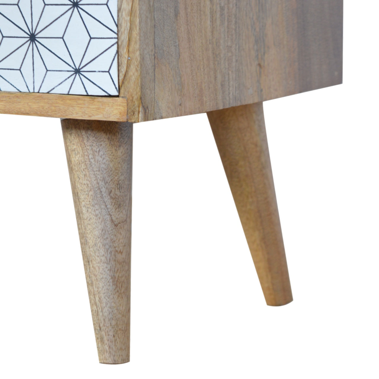 Solid Wood White Geo Sliding Door TV Stand