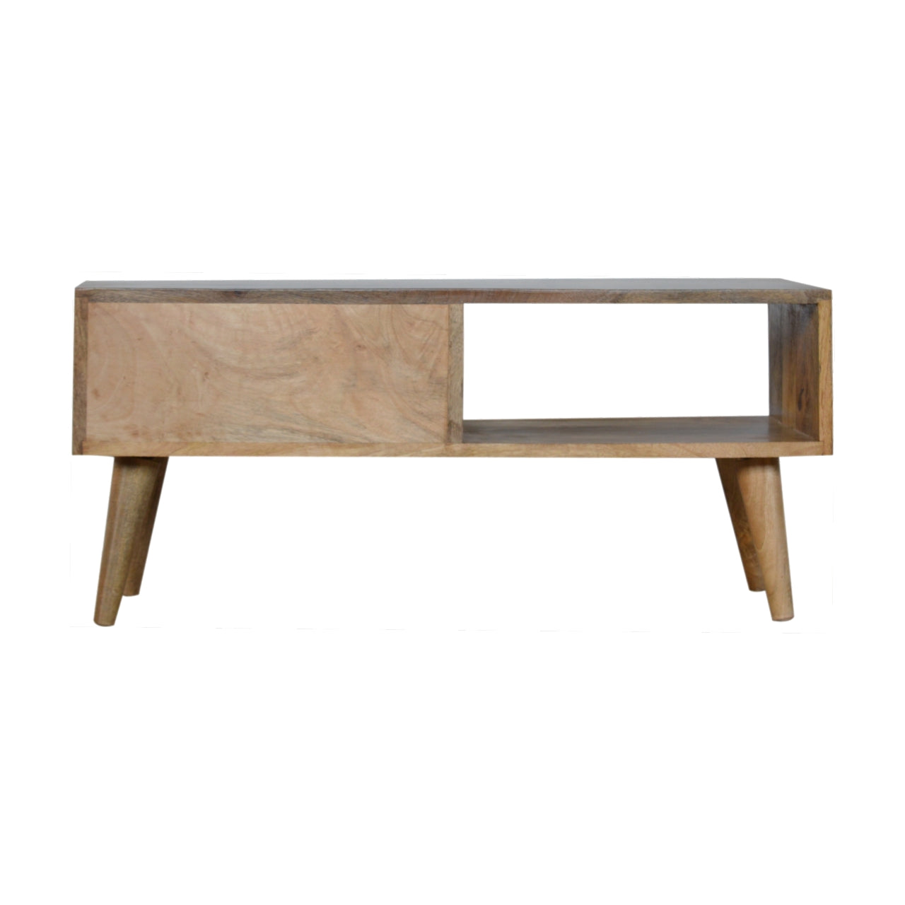 Solid Wood White Geo Sliding Door TV Stand