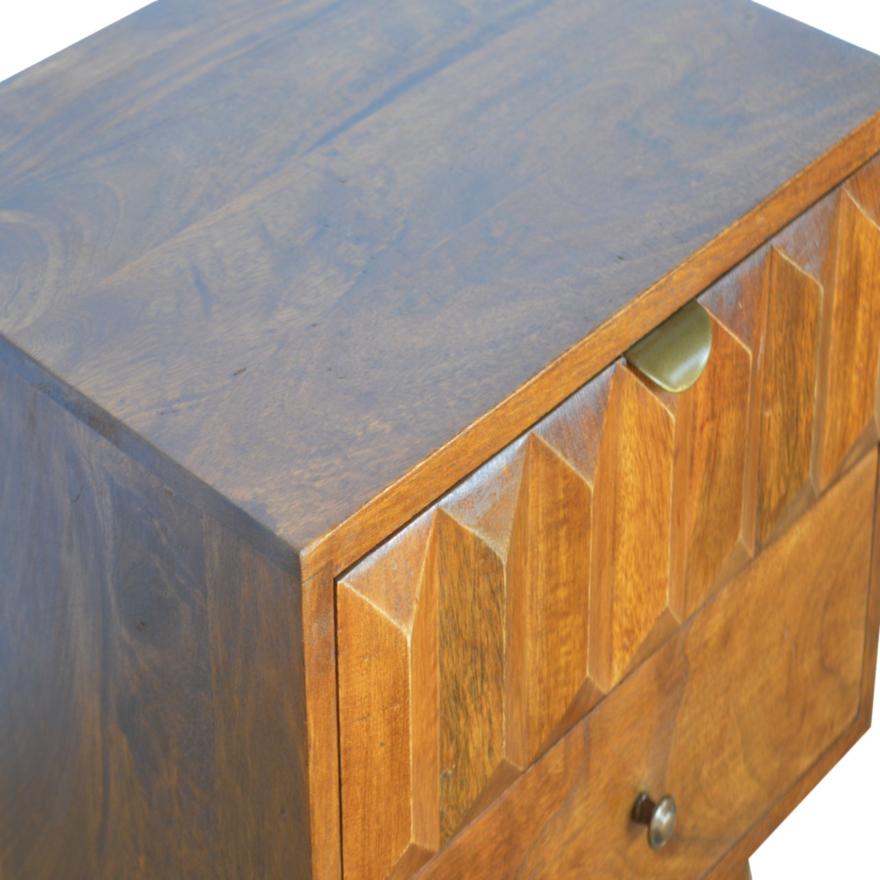 Solid Wood Bedside with Carved Drawer Front