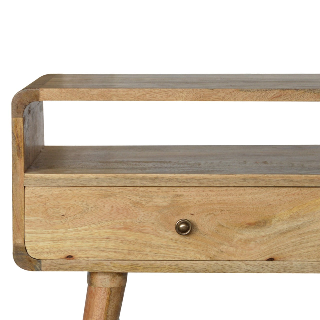 Solid Wood 2 Drawer Open Slot Curved Console Table