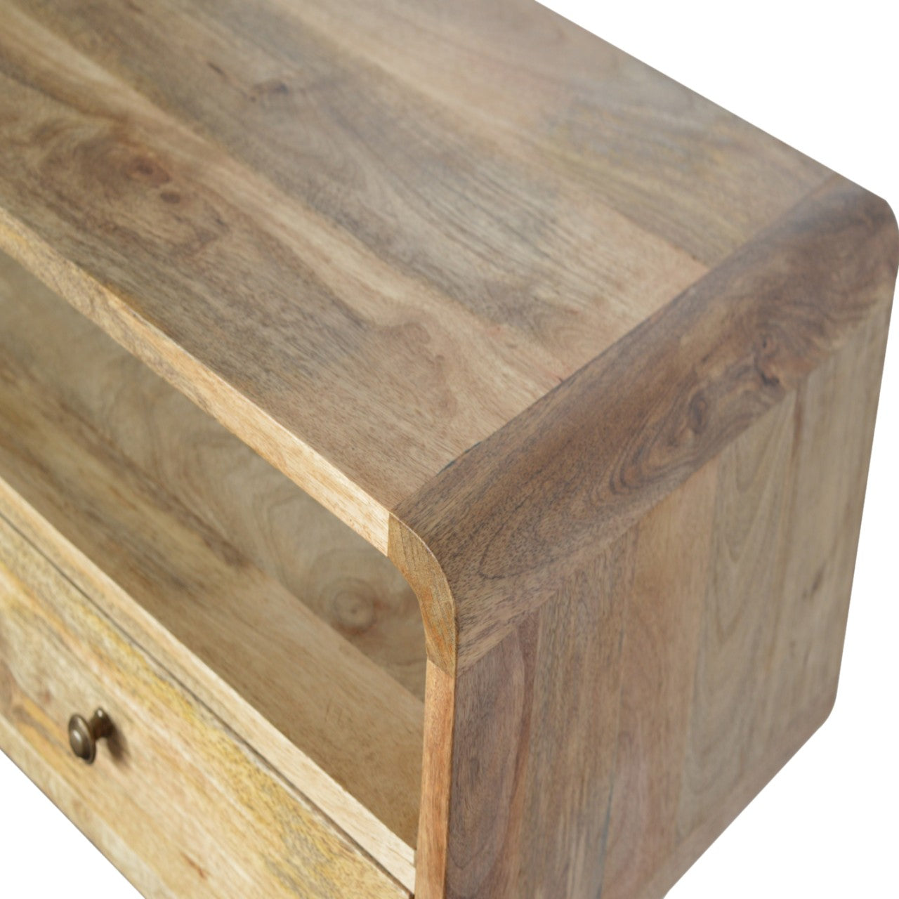 Solid Wood 2 Drawer Open Slot Curved Console Table