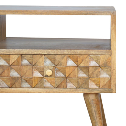 Solid Wood Diamond Carved Light Design TV Stand with 2 Drawers