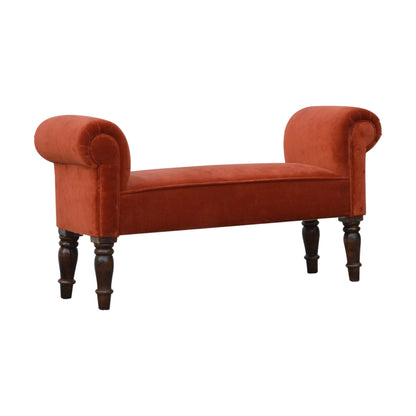 bench in brick red velvet
