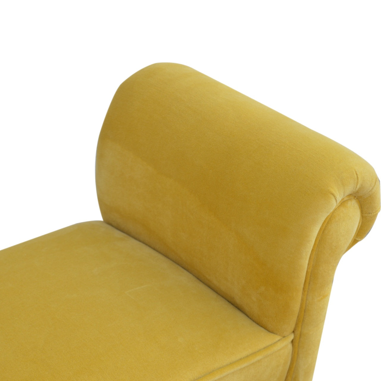 Solid Wood Mustard Yellow Velvet Bench