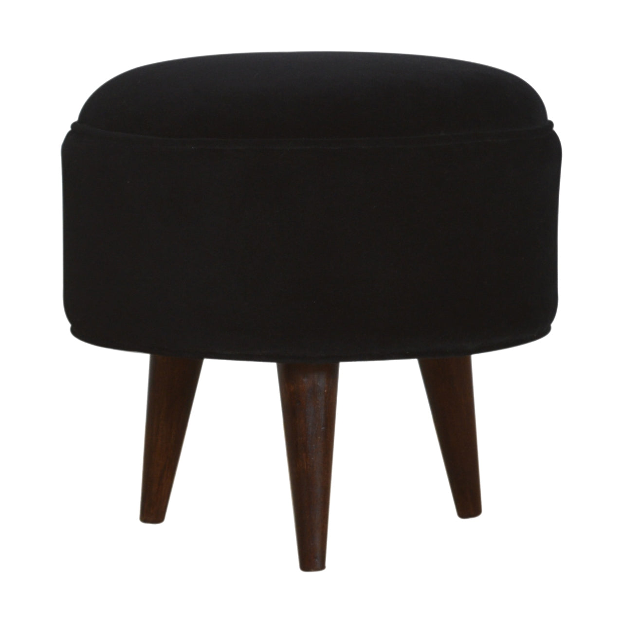 Solid Wood Black Velvet Nordic Style Footstool