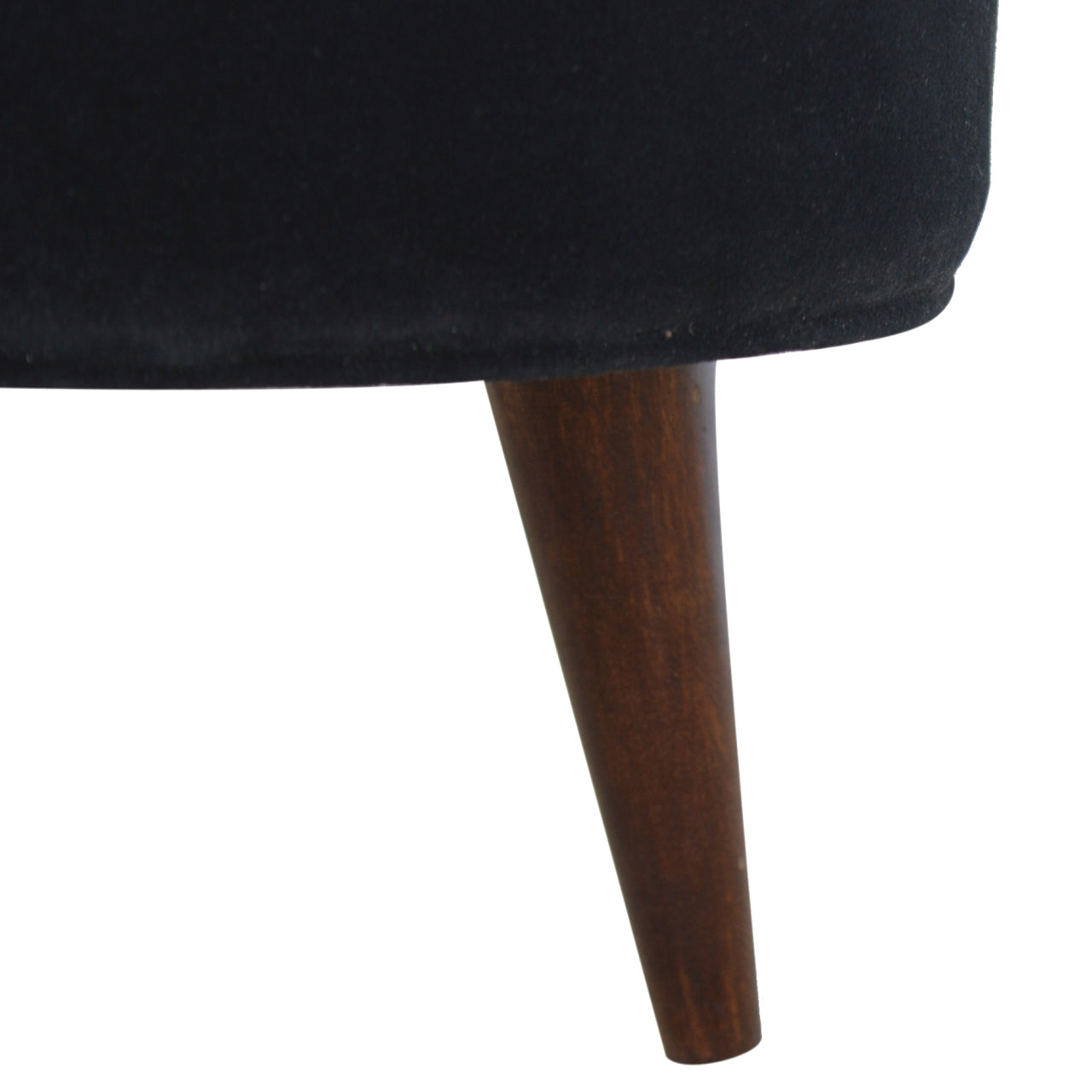 Solid Wood Black Velvet Nordic Style Footstool