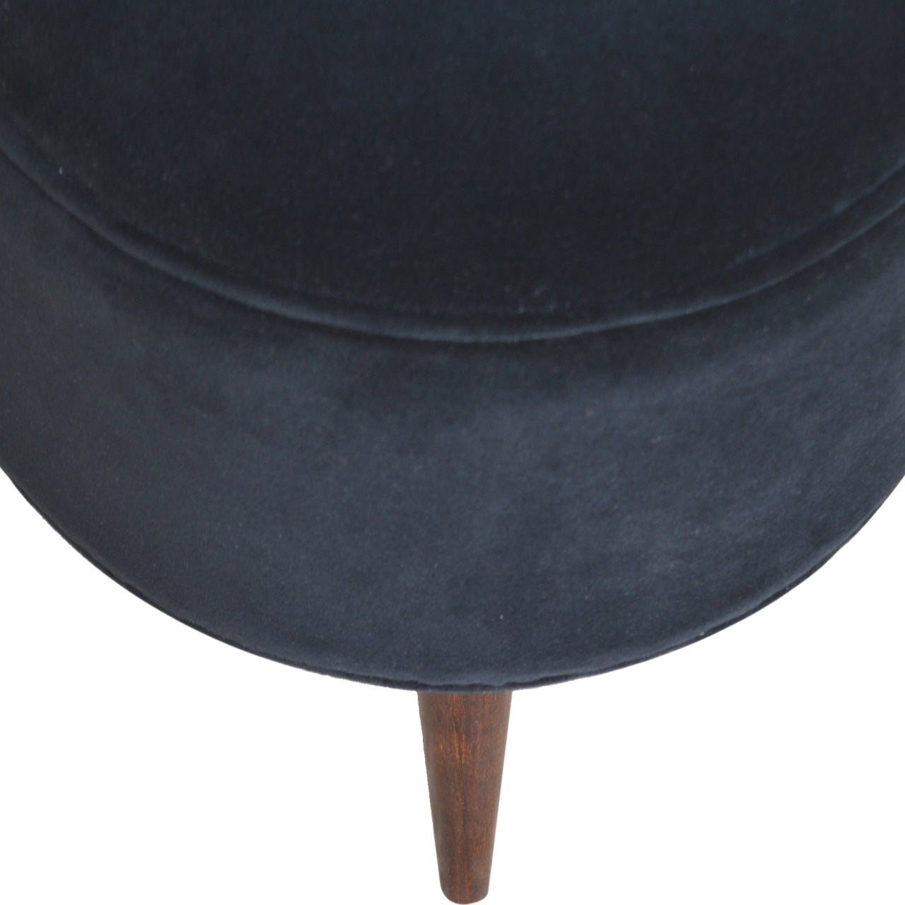 Solid Wood Black Velvet Nordic Style Footstool