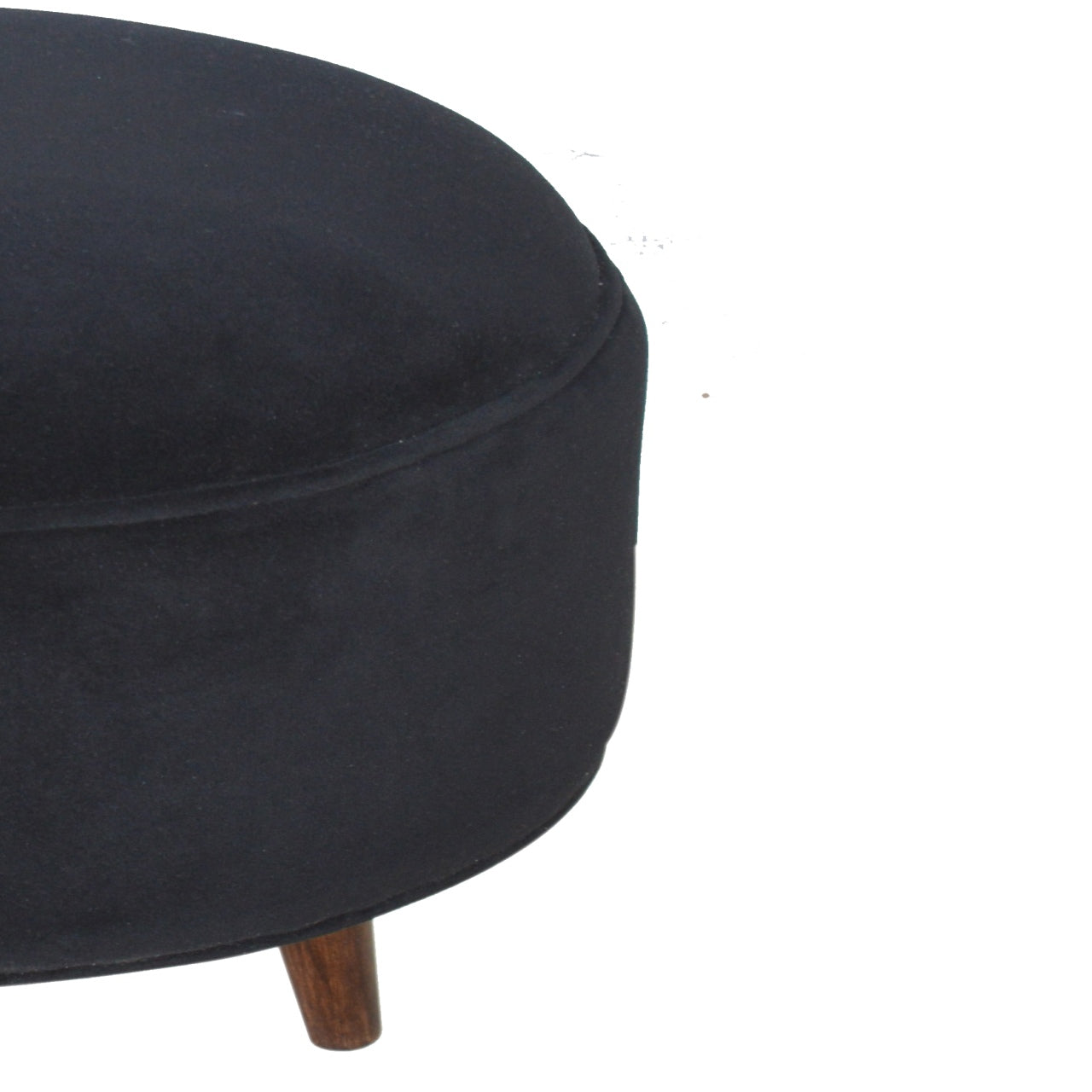 Solid Wood Black Velvet Nordic Style Footstool