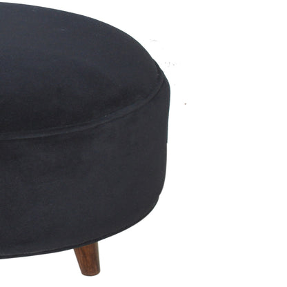Solid Wood Black Velvet Nordic Style Footstool