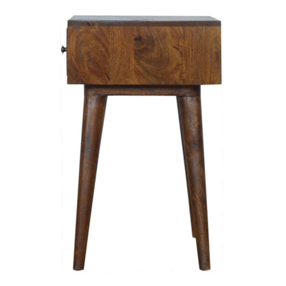 Solid Wood Geometric Brass Inlay Bedside