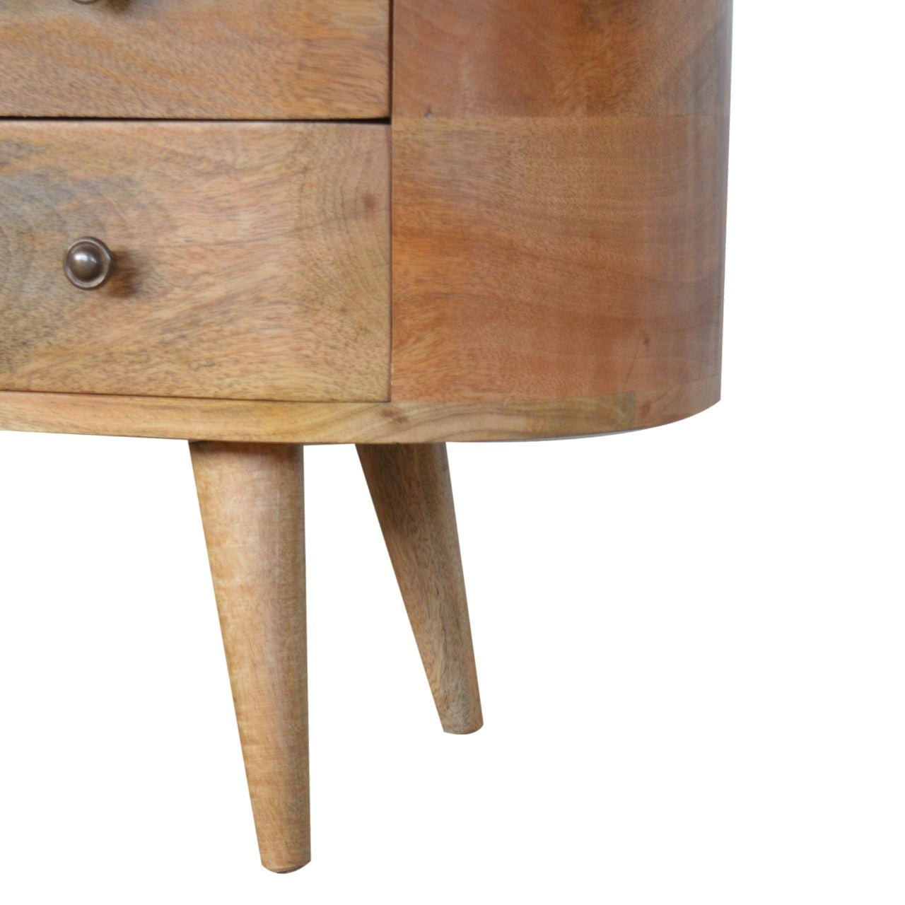 Solid Wood Rounded TV Stand with 4 Drawers & 2 Shelves