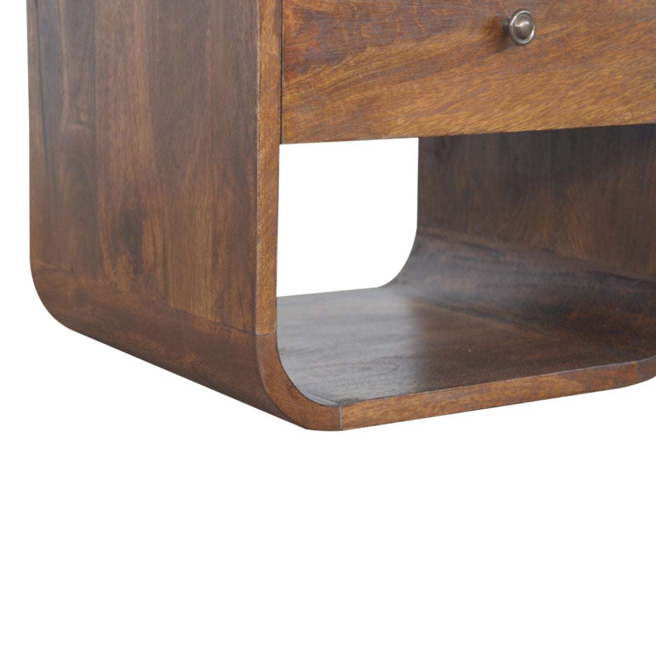 Solid Wood Chesnut Curved Edge Bedside with Drawer