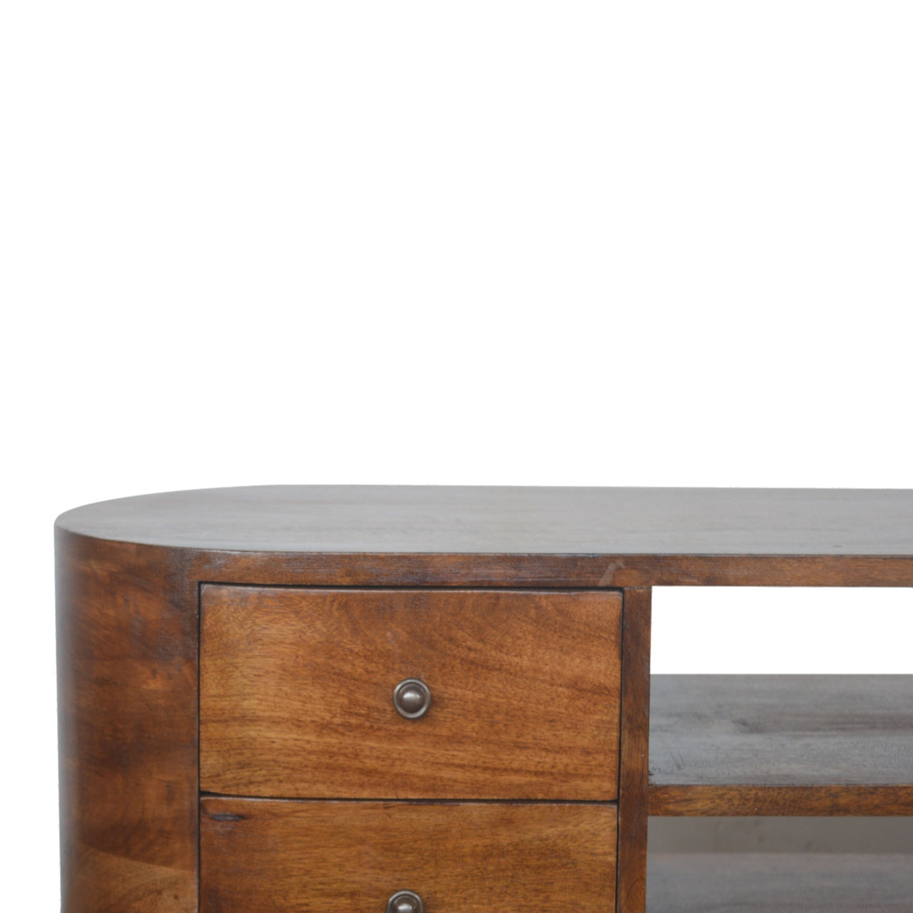 Solid Wood 4 Drawer Rounded Chestnut TV Stand