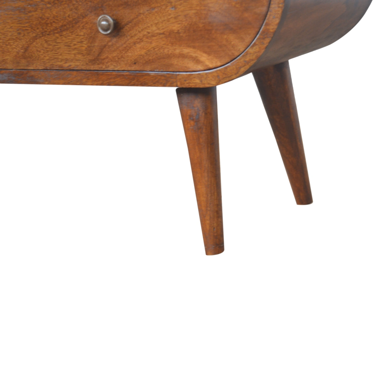 Solid Wood 2 Drawer Curved Chestnut TV Stand
