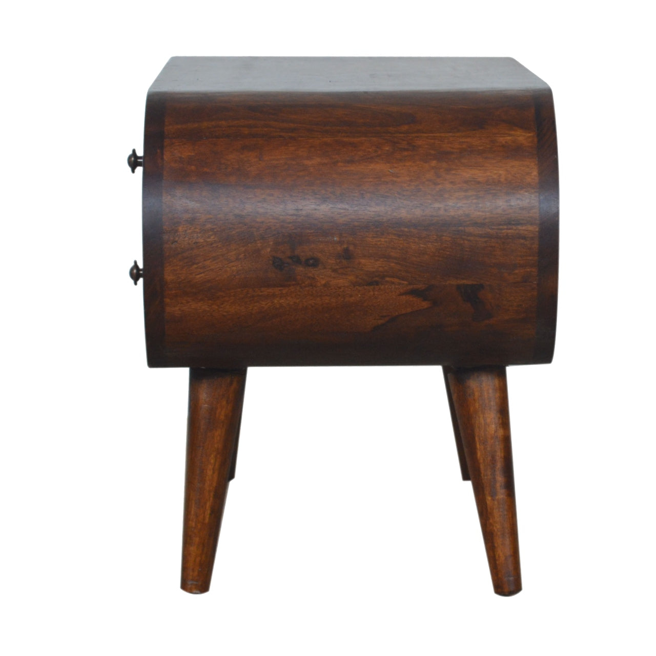 Solid Wood 2 Drawer Curved Chestnut TV Stand