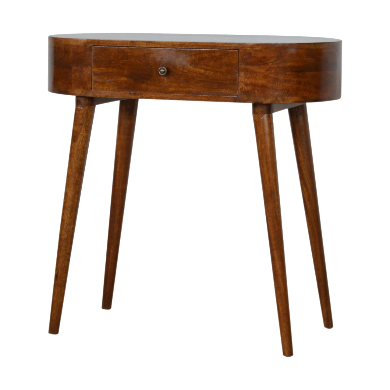 Solid Wood Chestnut Rounded Small Console Table