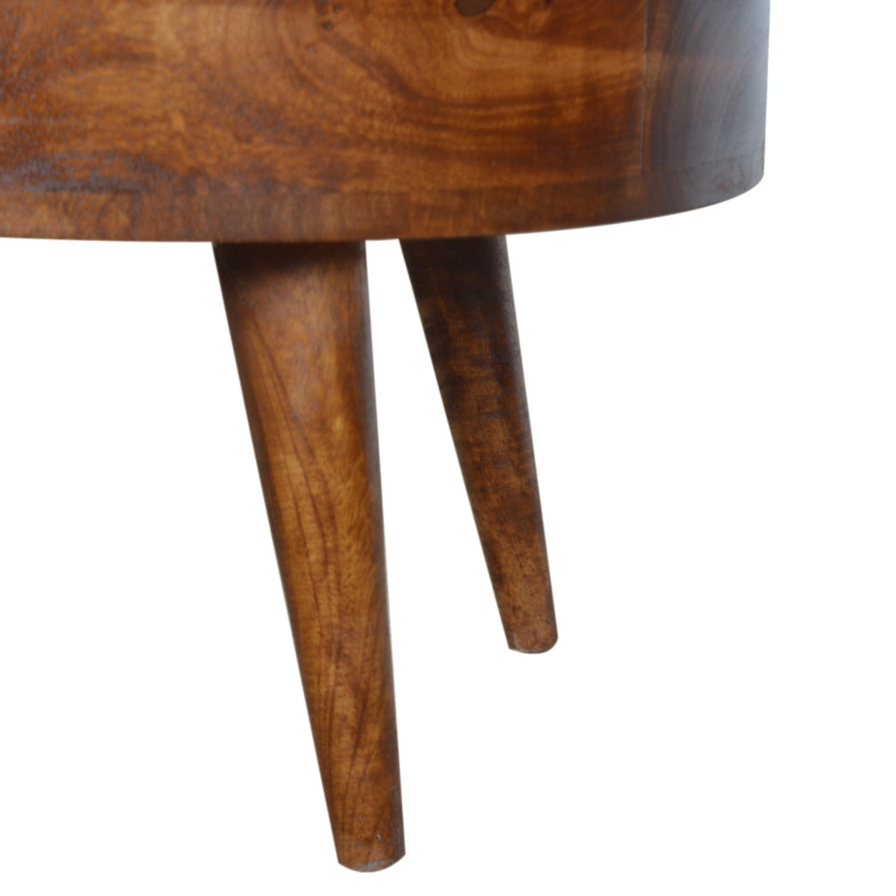 Solid Wood Chestnut Rounded Coffee Table with Drawer