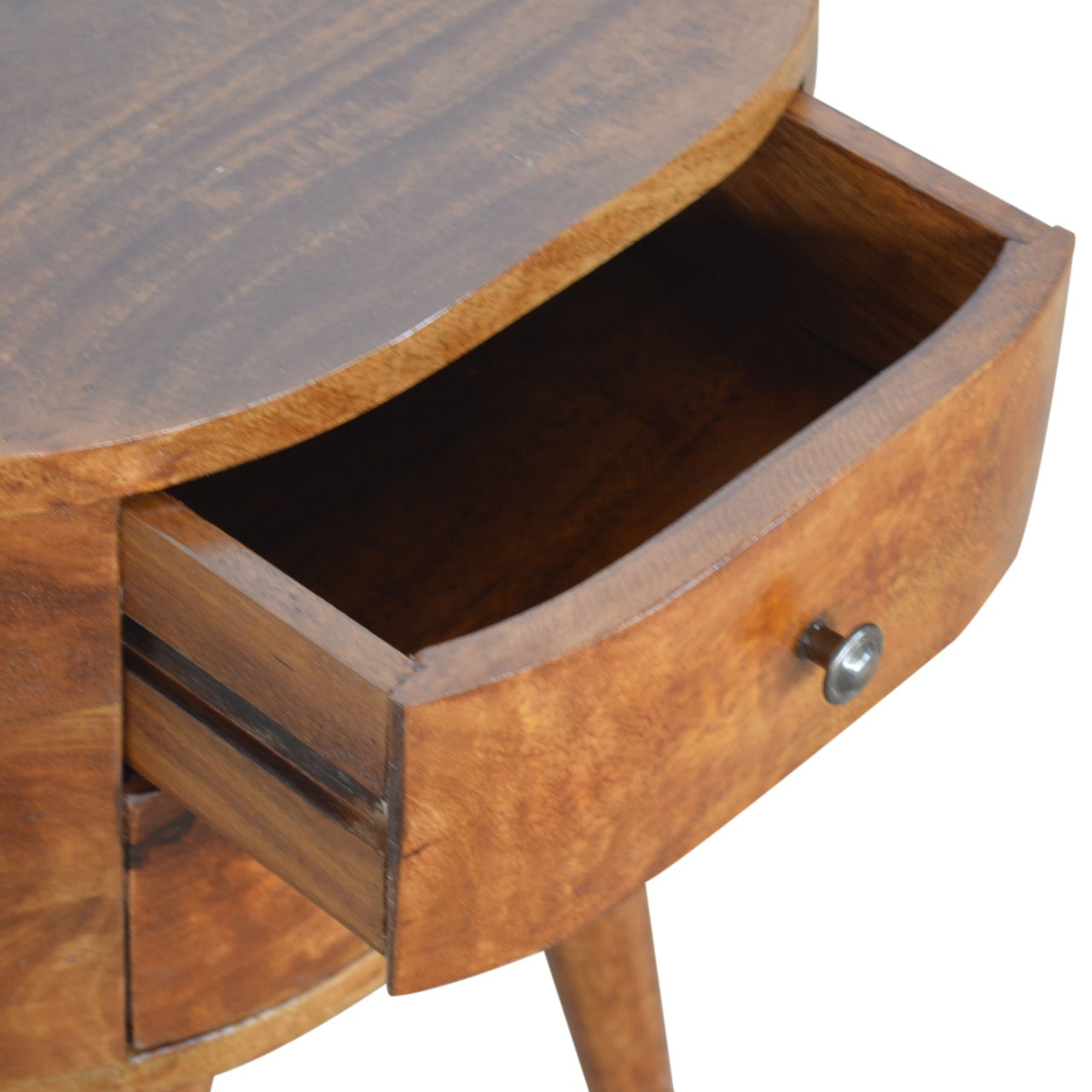 Solid Wood 2 Drawer Rounded Chestnut Bedside